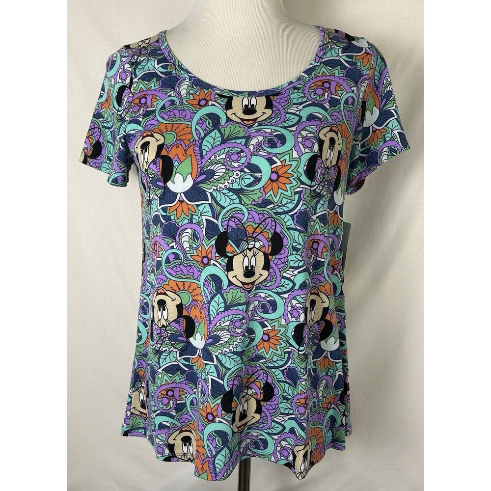 LuLaRoe Disney Minnie Mickey Mouse Paisley T Shirt Womens Small Retro 80s